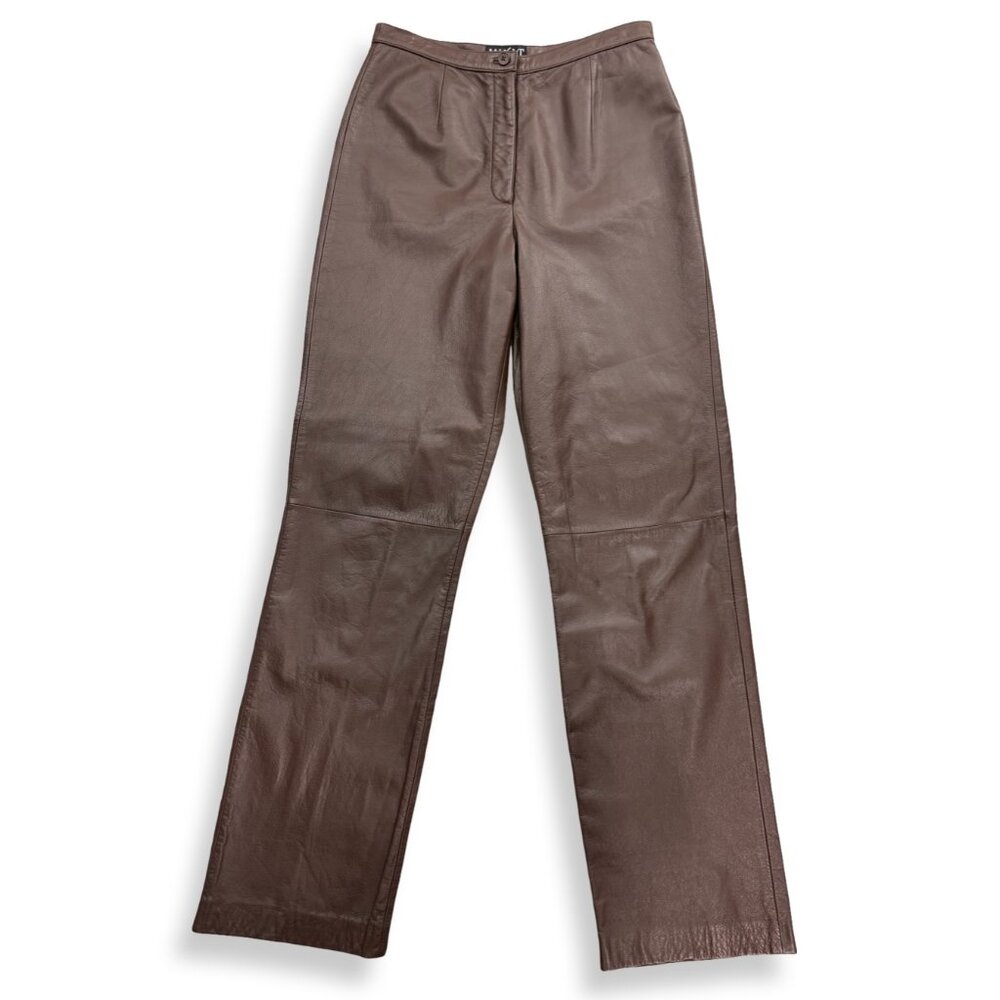 Vintage MIXIT Brown Leather Pants Womens 8 High Rise Straight Leg Y2K 90s Lined
